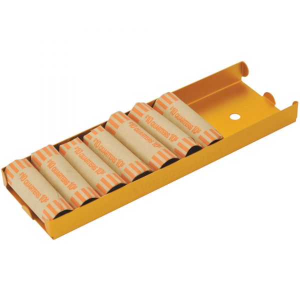 MMF211012516 MMF Industries Rolled Coin Aluminum Tray w/Denomination & Quantity Etched on Side, Orange