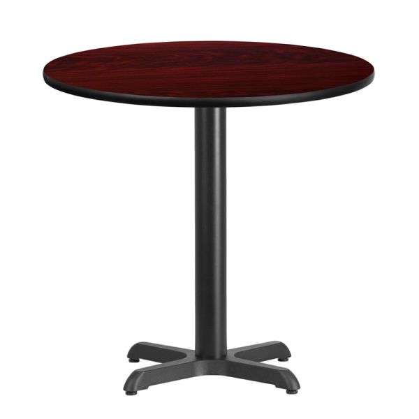 FHFXURD30MAHTBT2222GG Flash Furniture 30'' Round Mahogany Laminate Table Top with 22'' x 22'' Table Height Base