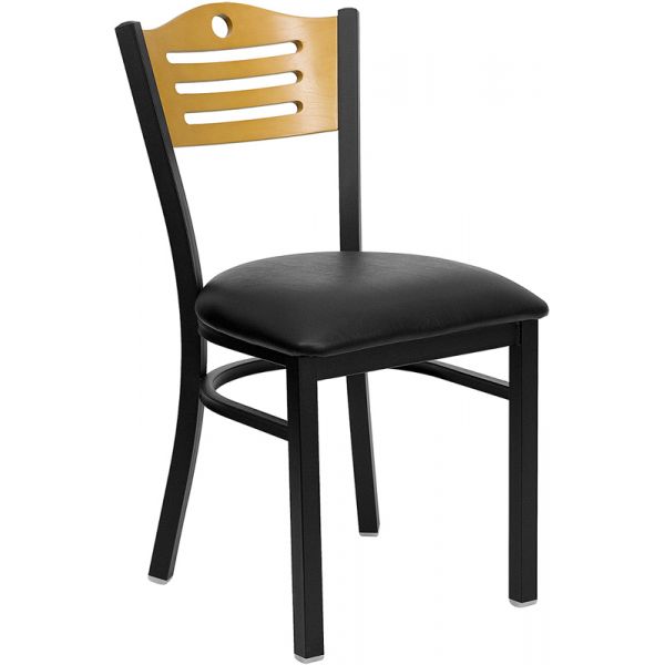 FHFXUDG6G7BSLATBLKVGG Flash Furniture Slat Back Metal Restaurant Chair
