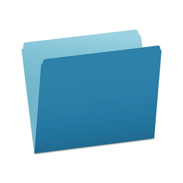PFX152BLU Pendaflex Colored File Folders, Straight Cut, Top Tab, Letter, Blue/Light Blue, 100/Box