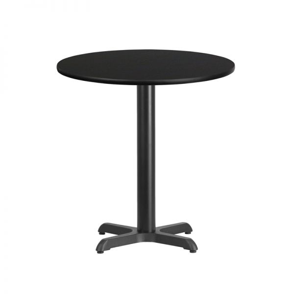 FHFXURD24BLKTBT2222GG Flash Furniture 24'' Round Black Laminate Table Top with 22'' x 22'' Table Height Base