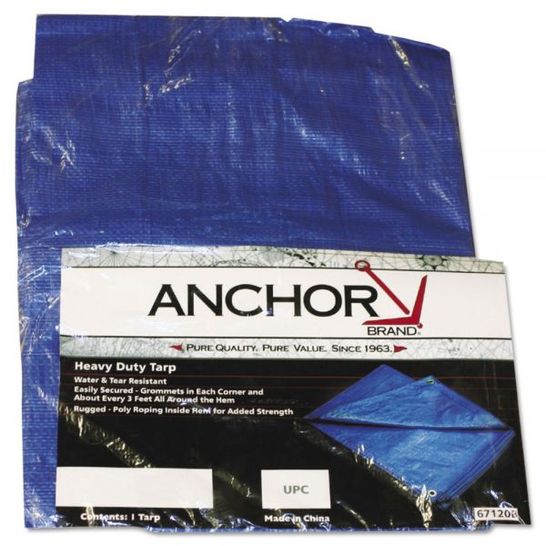 ANR1016 Anchor Brand Multiple Use Tarpaulin, Polyethylene, 10 ft x 16 ft, Blue