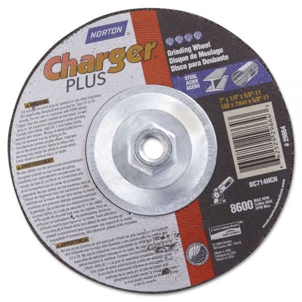 NTN66252929864 Type 27 Charger Plus Depressed Center Grinding Wheel, 7" x 1/4" x 5/8-11