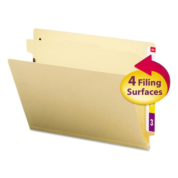SMD26825 Smead Manila End Tab Classification Folders, Letter, Four-Section, 10/Box