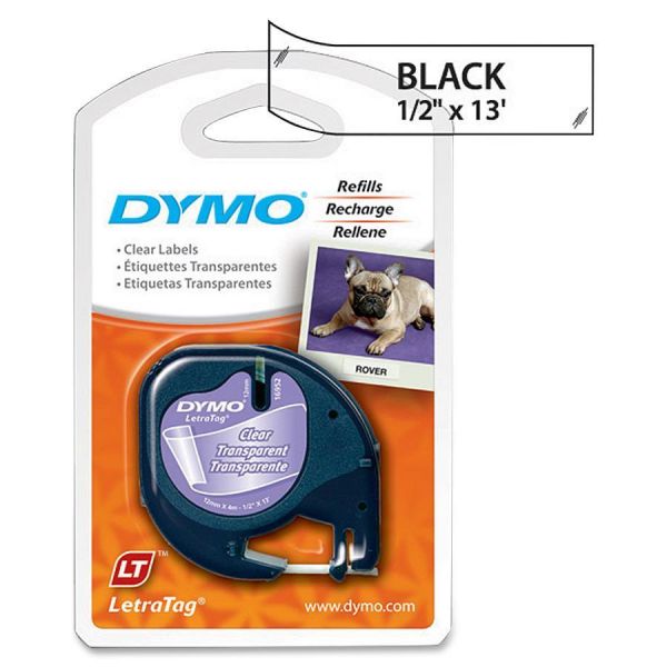 DYM16952 DYMO LetraTag Plastic Label Tape Cassette, 1/2" x 13ft, Clear