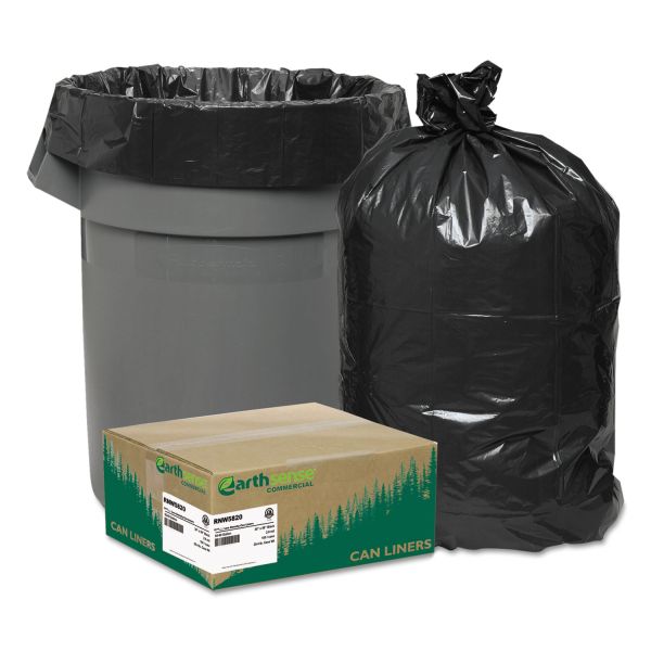 WBIRNW5820 Earthsense Commercial Recycled Can Liners, 55-60gal, 2mil, 38 x 58, Black, 100/Carton
