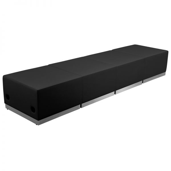 FHFZB803540SETBKGG Flash Furniture HERCULES Alon Series Black Leather Reception Configuration, 4 Pieces