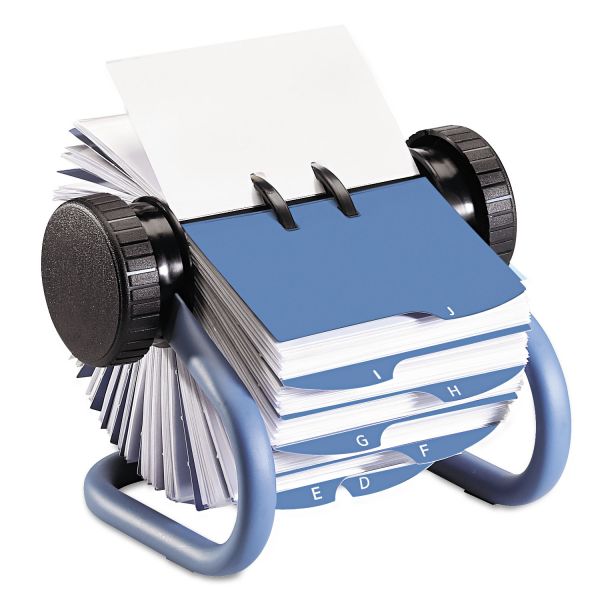 ROL63299 Rolodex Colored Open Rotary Business Card File with 24 Guides, Blue