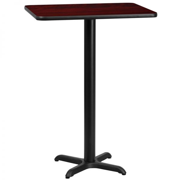 FHFXUMAHTB2430T2222BGG Flash Furniture 24'' x 30'' Rectangular Mahogany Laminate Table Top with 22'' x 22'' Bar Height Table Base