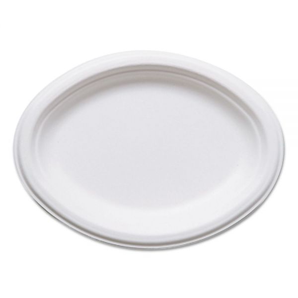 ECOEPP009 Eco-Products Renewable & Compostable Sugarcane Plates, Oval - 10" x 7", 50/PK, 10 PK/CT