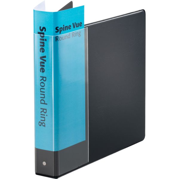 CRD16701 Cardinal Spine Vue Locking 3-Ring View Binder, 1 1/2" Capacity, Round Ring, Black