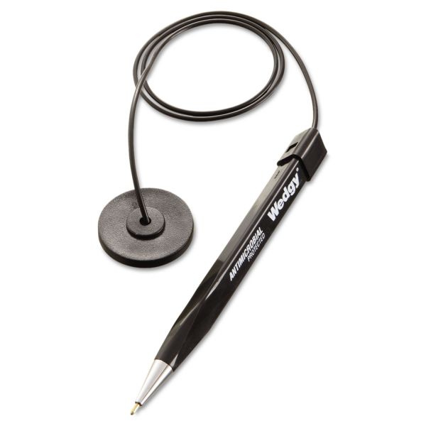MMF28408 MMF Industries Wedgy Antimicrobial Coil Ballpoint Counter Pen with Round Base, Blue Ink, Medium