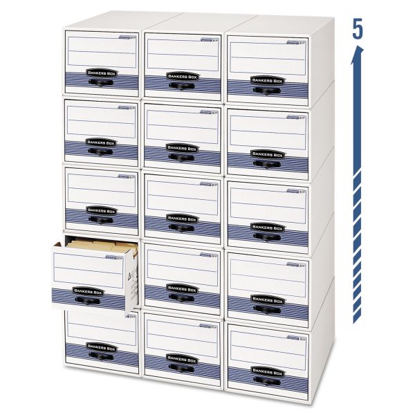 FEL00311 Bankers Box STOR/DRAWER Steel Plus Storage Box, Letter, White/Blue, 6/Carton