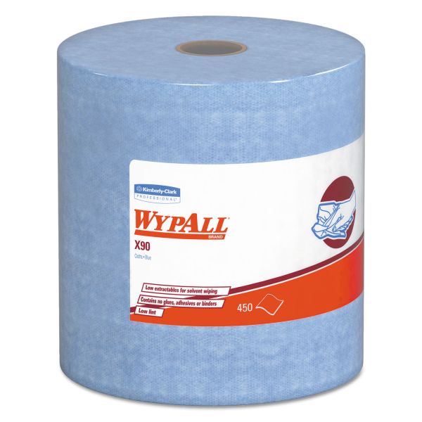 KCC12889 WypAll* X90 Cloths, Jumbo Roll, 11 1/10 x 13 2/5, Denim Blue, 450/Roll, 1 Roll/Carton