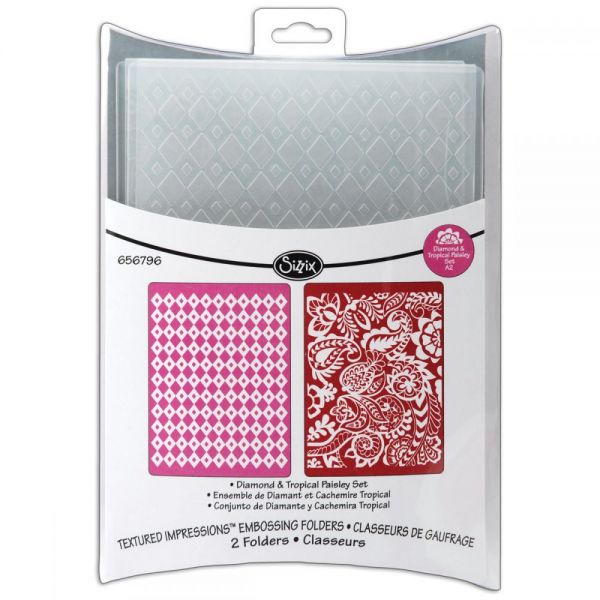 NOTM458341 Sizzix Textured Impressions A2 Embossing Folders 2/Pkg
