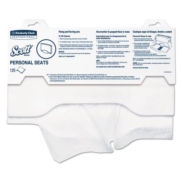 KCC07410CT Scott Personal Seats Sanitary Toilet Seat Covers, 15" x 18", 125/Pack, 3000/Carton
