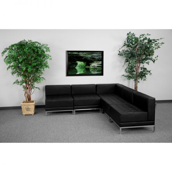 FHFZBIMAGSECTSET5GG Flash Furniture HERCULES Imagination Series Black Leather Sectional Configuration, 5 Pieces