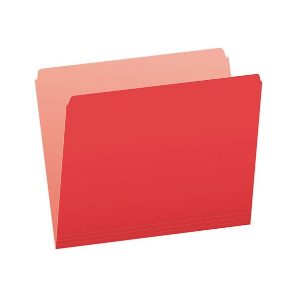 PFX152RED Pendaflex Colored File Folders, Straight Cut, Top Tab, Letter, Red/Light Red, 100/Box