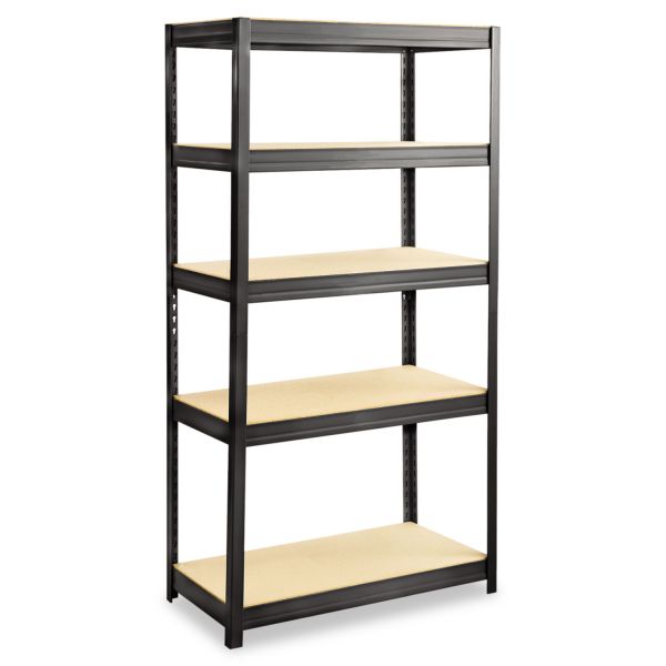 SAF6245BL Safco Boltless Steel/Particleboard Shelving, Five-Shelf, 36w x 18d x 72h, Black
