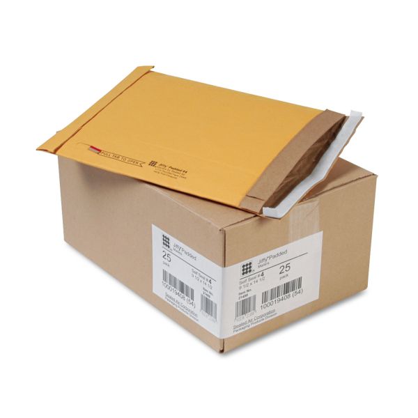 SEL64937 Sealed Air Jiffy Padded Self Seal Mailer, #4, 9 1/2 x 14 1/2, Natural Kraft, 25/Carton