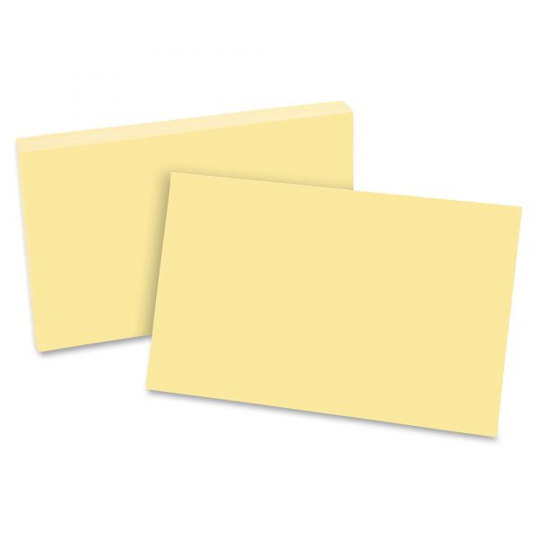 OXF7520CAN Oxford Unruled Index Cards, 5 x 8, Canary, 100/Pack