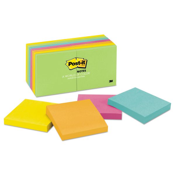 MMM65414AU Post-it Notes Original Pads in Jaipur Colors, 3 x 3, 100-Sheet, 14/Pack