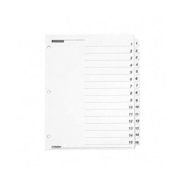 CRD61513 Cardinal Traditional OneStep Index System, 15-Tab, 1-15, Letter, White, 15/Set