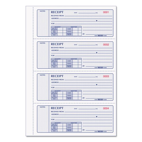 RED8K808 Rediform Receipt Book, 7 x 2 3/4, Triplicate with Carbons, 200 Sets/Book