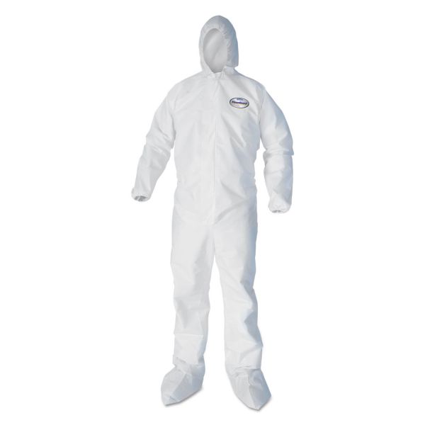 KCC44333 KleenGuard* A40 Elastic-Cuff, Ankle, Hood and Boot Coveralls, Large, White, 25/Carton