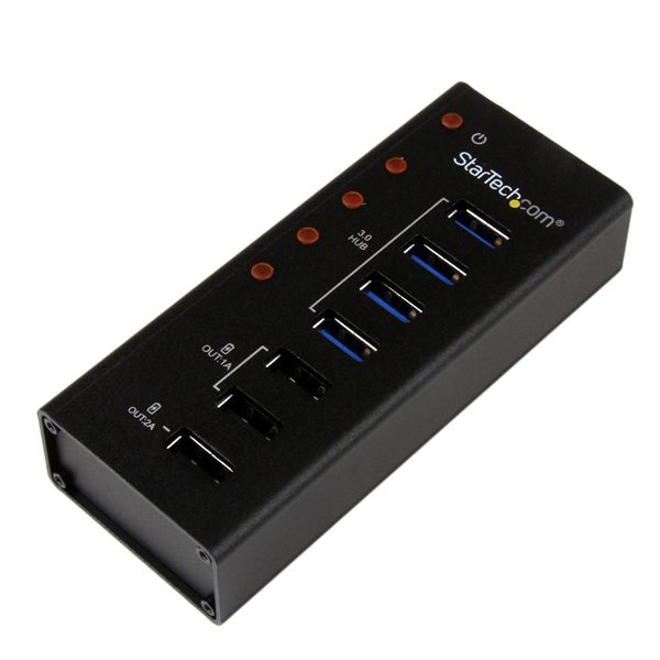 SYNX3735895 StarTech.com 4 Port USB 3.0 Hub plus 3 Dedicated USB Charging Ports (2 x 1A & 1 x 2A) - Wall Mountable Metal Enclosure
