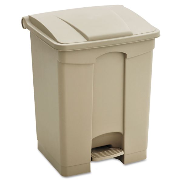 SAF9923TN Safco Large Capacity Plastic Step-On Receptacle, 23gal, Tan