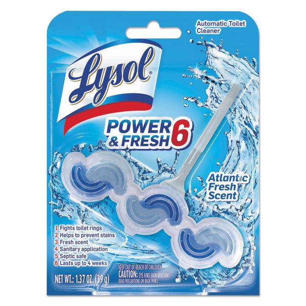 RAC96082 LYSOL Brand Power & Fresh 6 Automatic Toilet Bowl Cleaner, Atlantic Fresh, 1.37oz, 6/Carton