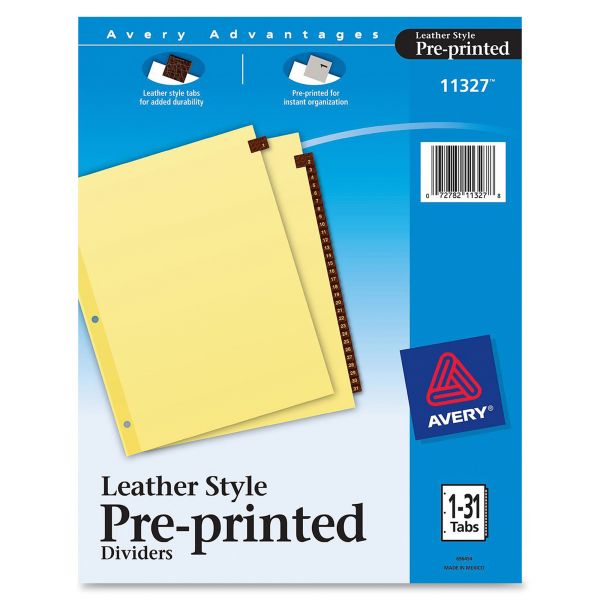 AVE11327 Avery Leather Numbered Tab Index Dividers