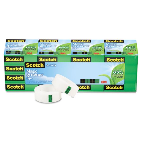 MMM81216P Scotch Magic Greener Tape, 3/4" x 900", 1" Core, 16/Pack