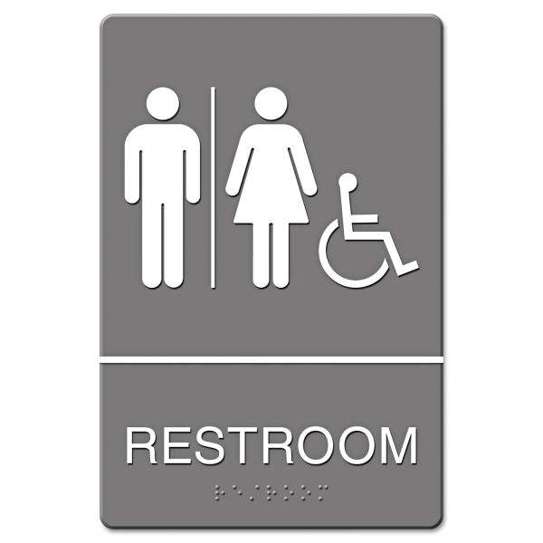 USS4811 Headline Sign ADA Sign, Restroom/Wheelchair Accessible Tactile Symbol, Molded Plastic, 6 x 9
