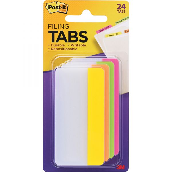 MMM686PLOY3IN Post-it Tabs File Tabs, 3 x 1 1/2, Assorted Brights, 24/Pack