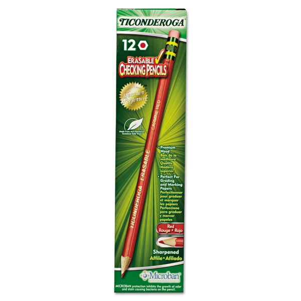 DIX14259 Ticonderoga Erasable Colored Pencils, 2.6 mm, CME Lead/Barrel, Dozen