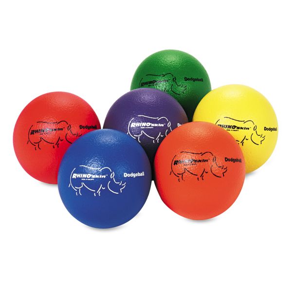 CSIRXD6SET Champion Sports Dodge Ball Set, Rhino Skin, Assorted Colors, 6/Set