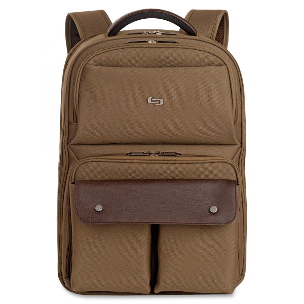 USLVTA73011 Solo Executive Backpack, 15.6", 11 1/2" x 3 17/20" x 18 1/10", Khaki