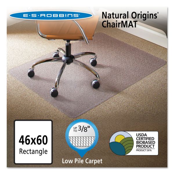 ESR141052 ES Robbins Natural Origins Chair Mat for Carpet, 46 x 60, Clear