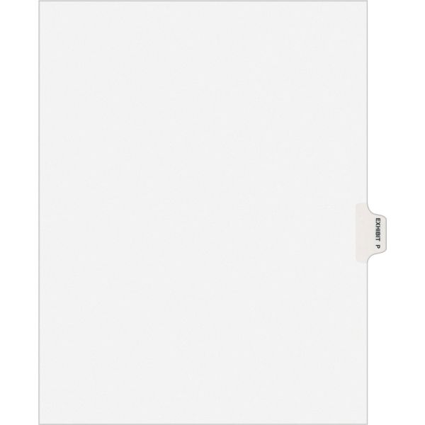 AVE01386 Avery-Style Preprinted Legal Side Tab Divider, Exhibit P, Letter, White, 25/Pack