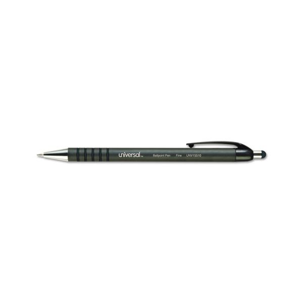 UNV15510 Retractable Ballpoint Pen, Black Ink, Medium, Dozen