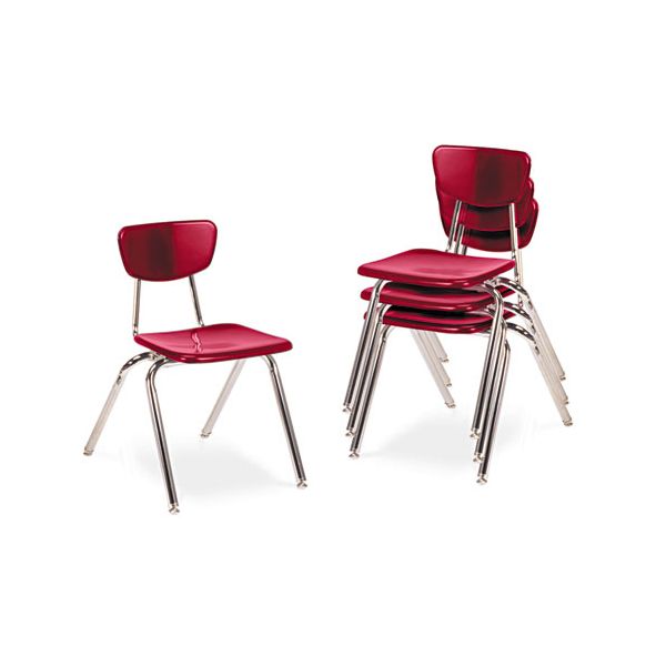 VIR301670 Virco 3000 Series Classroom Chairs, 16" Seat Height, Red, 4/Carton
