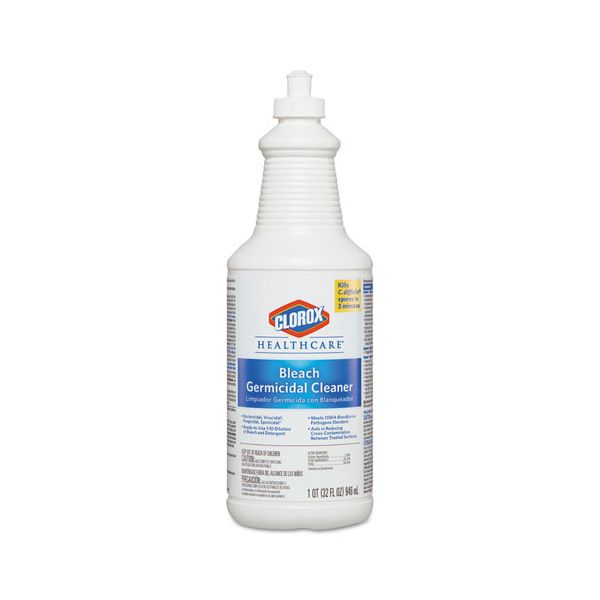 CLO68832 Clorox Healthcare Bleach Germicidal Cleaner, 32 oz Pull-Top Bottle, 6/Carton