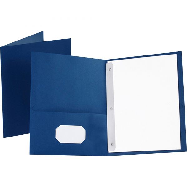 OXF57702 Oxford Twin-Pocket Folders with 3 Fasteners, Letter, 1/2" Capacity, Blue, 25/Box