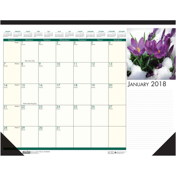HOD1596 House of Doolittle Floral Photographic Monthly Desk Pad Calendar