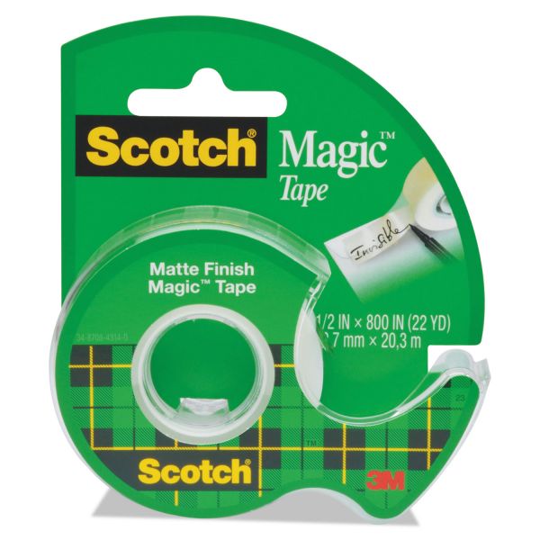 MMM119 Scotch Magic Tape in Handheld Dispenser, 1/2" x 800", 1" Core, Clear