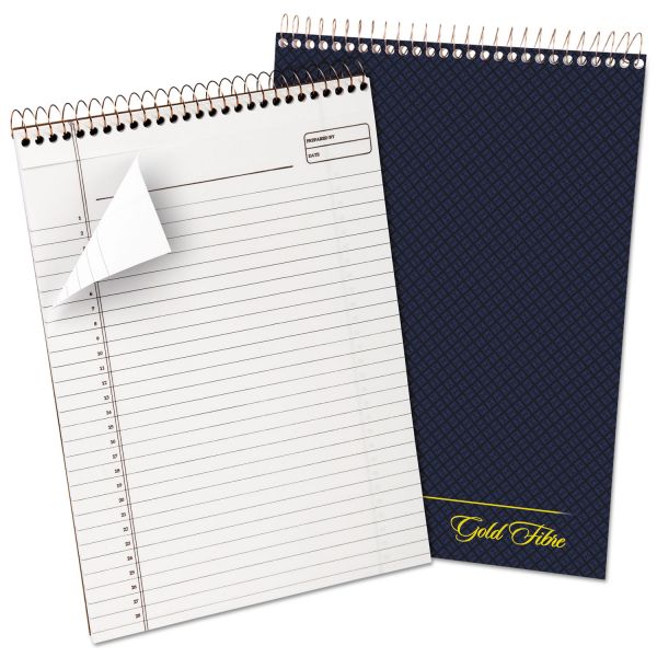 TOP20815 Ampad Gold Fibre Wirebound Writing Pad w/Cover, 8 1/2 x 11 3/4, White, Navy Cover