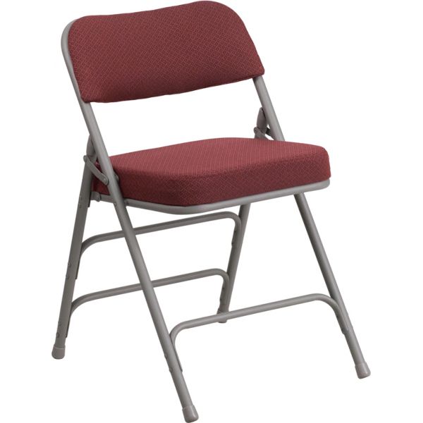 FHFAWMC320AFBGGG Flash Furniture HERCULES Series Premium Curved Triple Braced & Double Hinged Burgundy Fabric Upholstered Metal Folding Chair