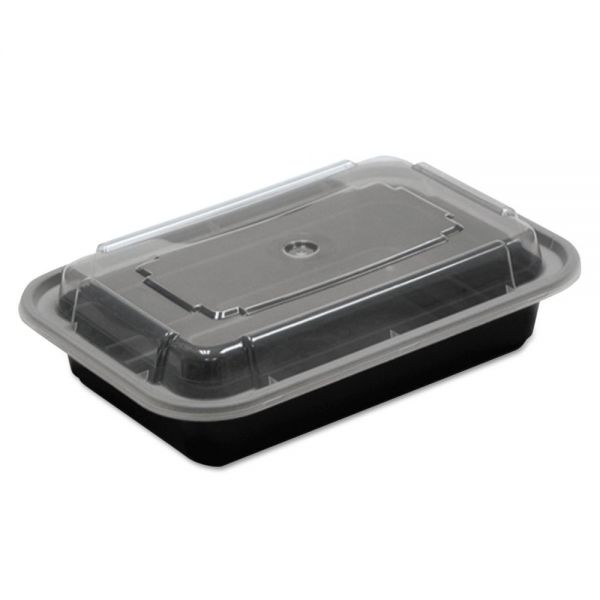 PCTNC8168B Pactiv VERSAtainers, 1-Comp, Black/Clear, 16oz, 5w x 7 1/4d x 1 1/2h, 150/Carton